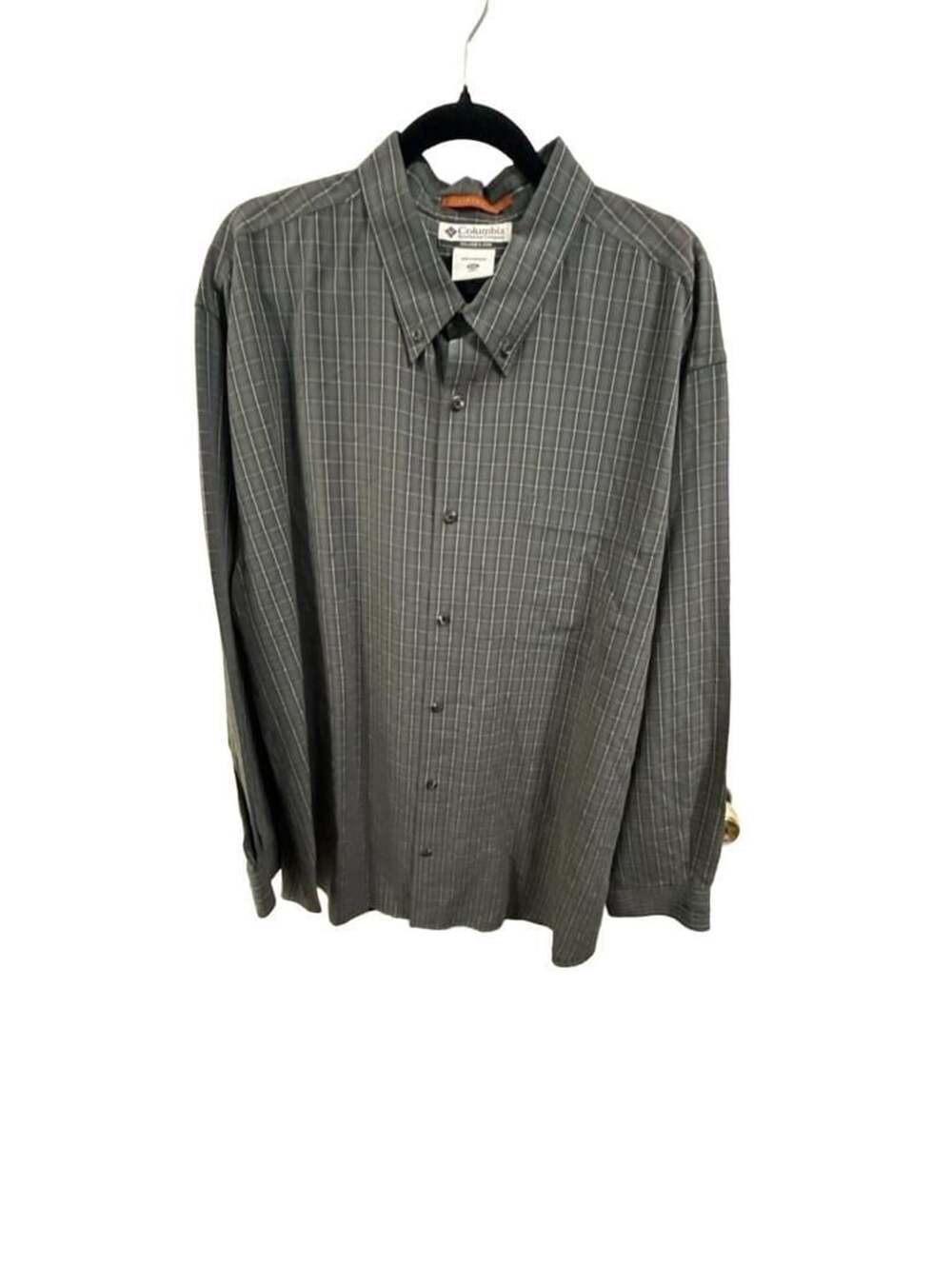 Columbia Mens Plaid Long Sleeve Button Down Shirt Gray Size XXL